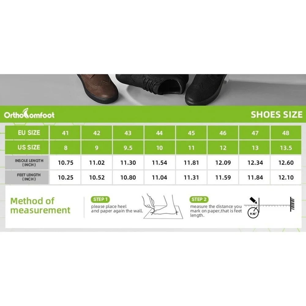OrthoComfoot Men's Orthopedic Leather Dress Oxford with Arch Support SIZE 14